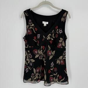 Vintage y2k 90s babydoll top 8  dark floral sheer flowy whimsigoth festival tank
